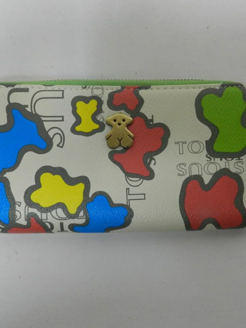 TOUS Leather zip around clutch wallet w/ Teddy Bear abstract 8